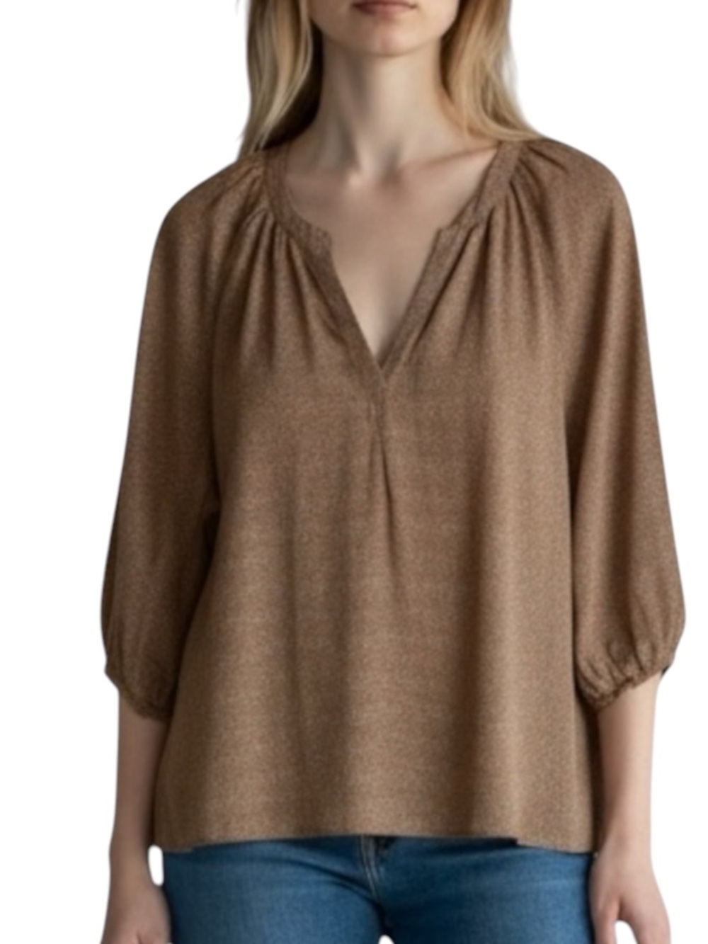 JOIE 100% Silk Blouse in Tan/White Size M -- ABSOLUTELY GORGEOUS!!!
